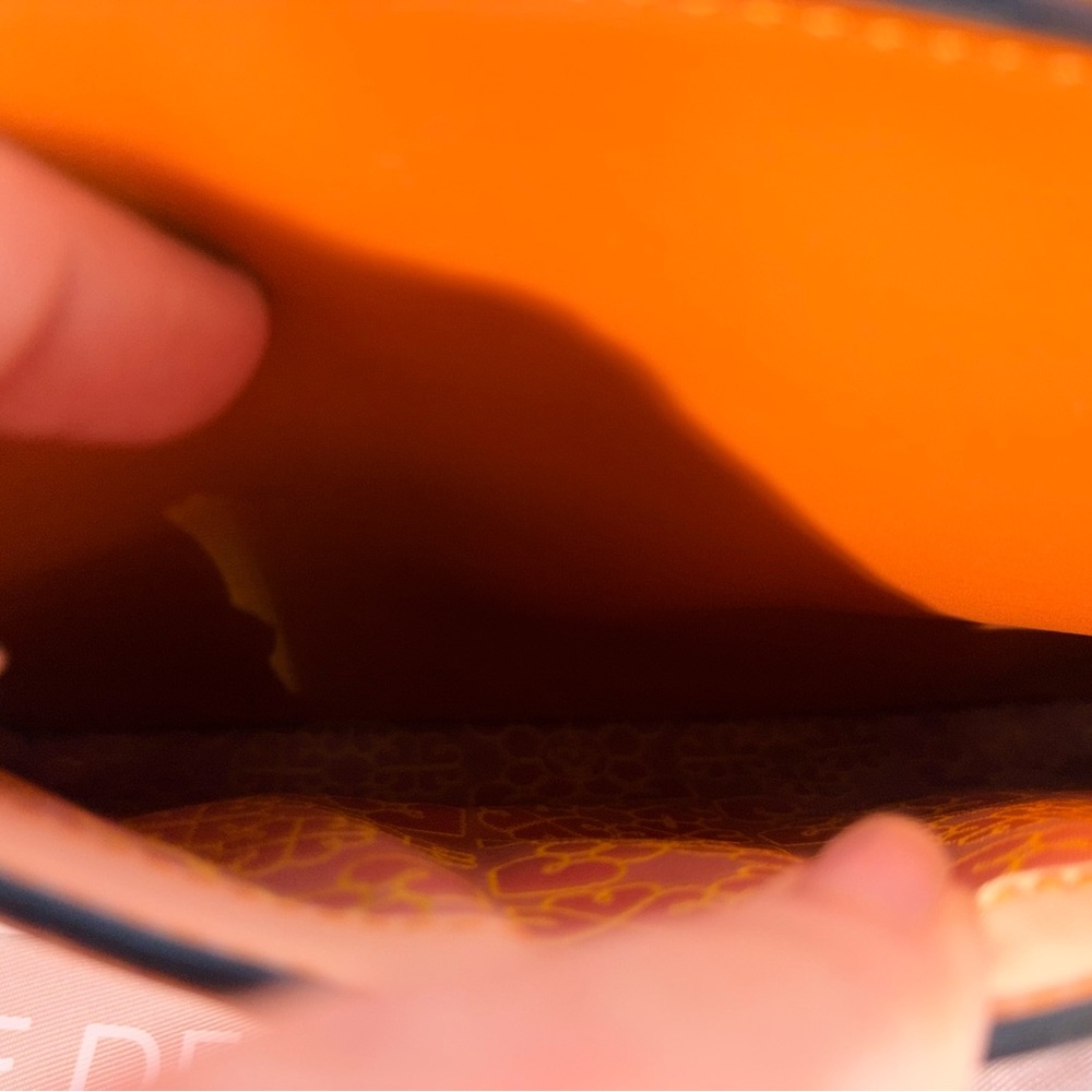Structured Orange Leather Top-Handle Satchel with Gold-Tone Clasp - Picture 8 of 9